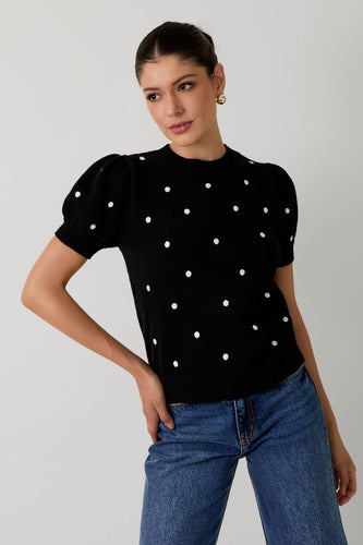 Polka Dot Short Sleeve Sweater