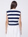 NAVY RUGBY STRIPE CROPPED MUSCLE TEE