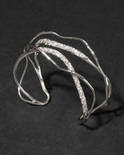 Solanales Silver Crystal Intertwined Cuff Bracelet