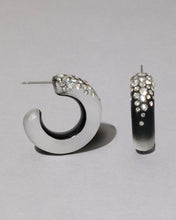 BLACK LUCITE CRYSTAL HOOP EARRING