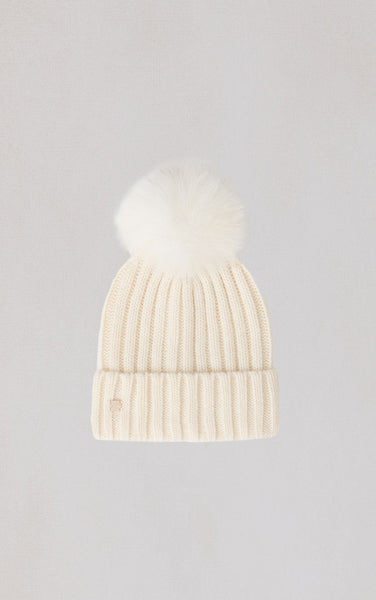 Amalie Knit Hat with Pom-Powder