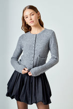 Crewneck Buttoned Long Sleeve Cardigan