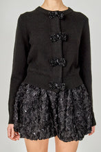 Round Neck Bow Trim Cardigan