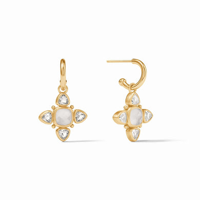 AQUITAINE HOOP AND CHARM EARRING- CLEAR CRYSTAL