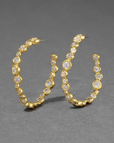 Asterales Gold CZ Large Hoop Earring
