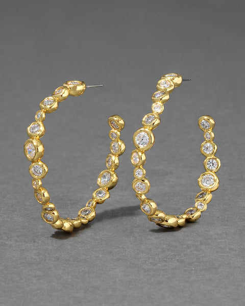 Asterales Gold CZ Large Hoop Earring