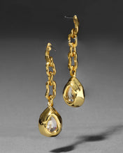 Asterales Gold Link Pear CZ Drop Earring