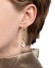 Asterales Gold Link Pear CZ Drop Earring