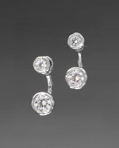 Asterales Silver Molten Front Back Earring