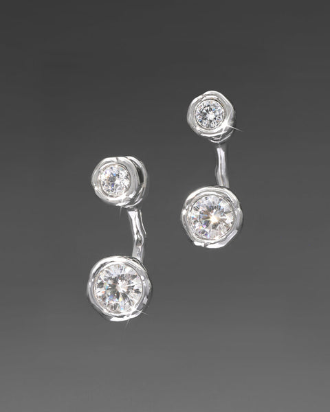Asterales Silver Molten Front Back Earring