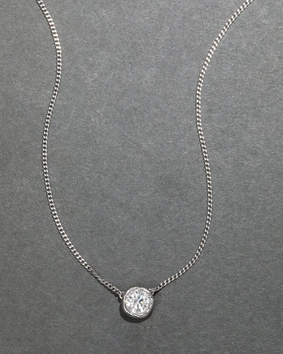 Asterales Silver CZ Solitaire Necklace