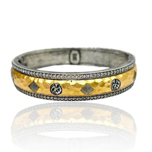 Gold and Vintage Silver Labradorite Mota Coin Bangle
