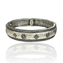 Vintage Silver and Satin Silver Labradorite Mota Coin Bangle