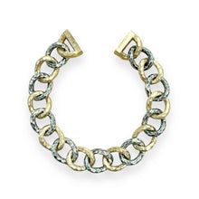 Two Tone Mini Chariot Hammered Link Bracelet