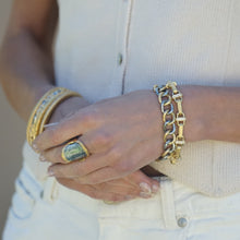 Two Tone Mini Chariot Hammered Link Bracelet