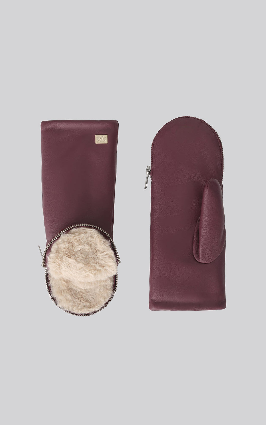 Betrice Leather Mitten-Antique Rose