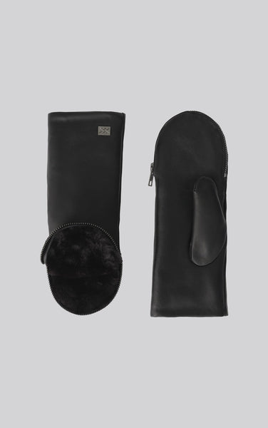 Betrice Leather Mitten-Black