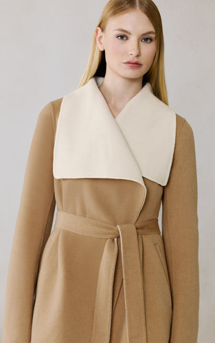Bridgette Teak Powder Mid Length Wool Coat