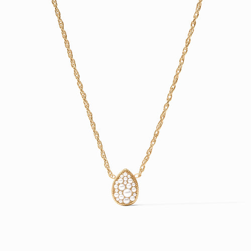 Pave Teardrop Pearl Delicate Necklace