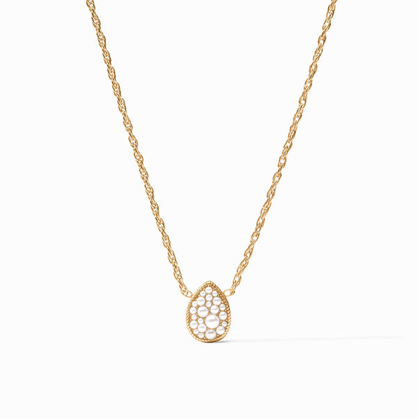 Pave Teardrop Pearl Delicate Necklace