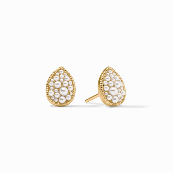 Pave Teardrop Pearl Stud