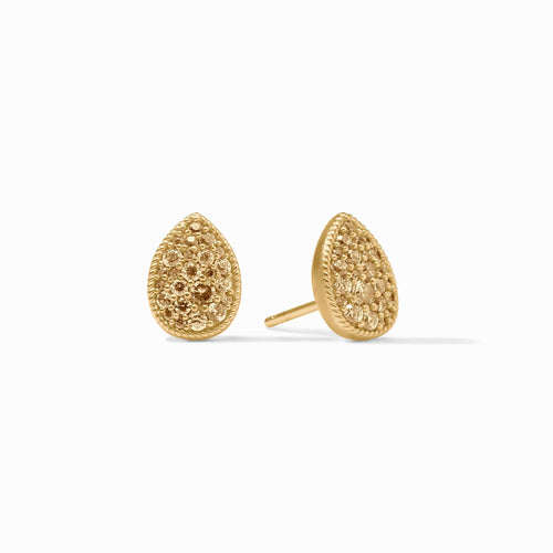 Pave Teardrop Citrine Yellow Stud