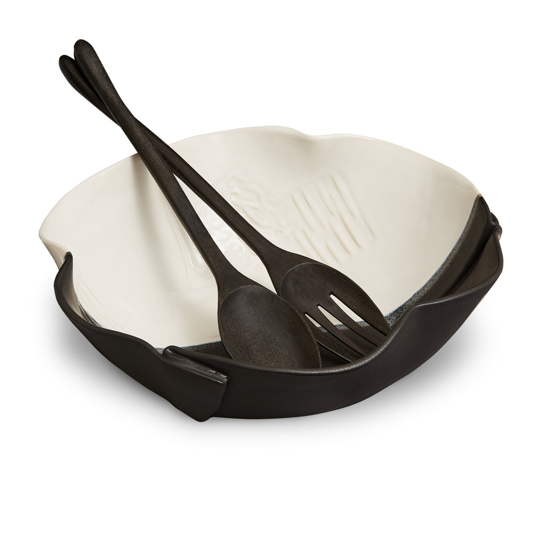 Large Salad Bowl-Black and White