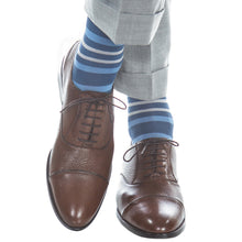 Blue Ash Double Stripe Mid Calf Sock