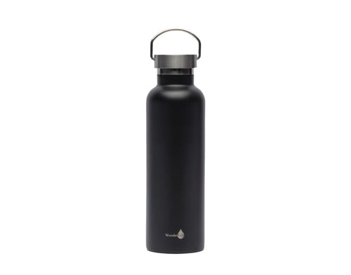 Black with Silver Top Stainless Steel Insulated Water Bottle 24oz