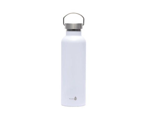 White with Silver Top Stainless Steel Water Bottle 24oz