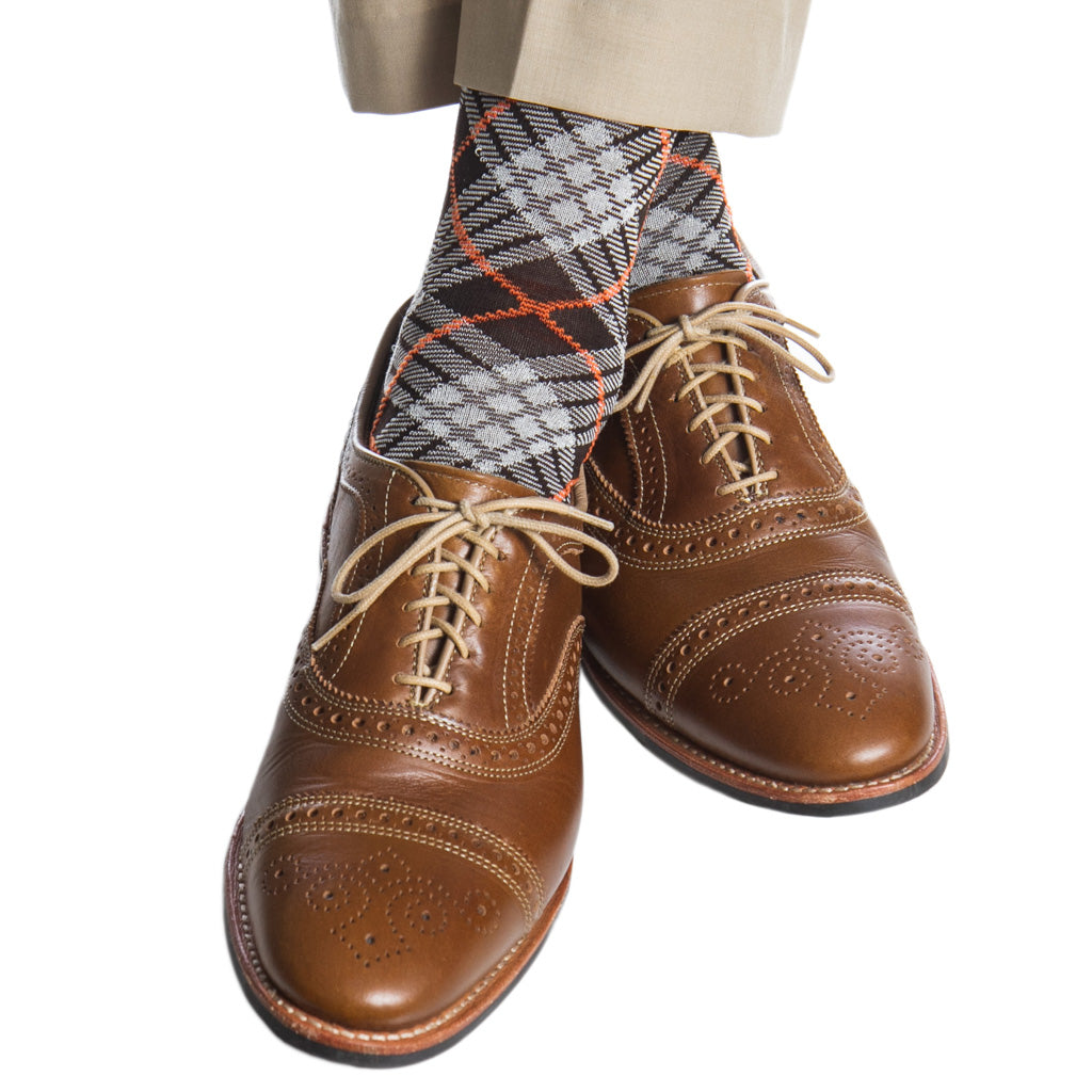 COFFEE BROWN W/CREAM AND TIGERLILLY MC SOCK
