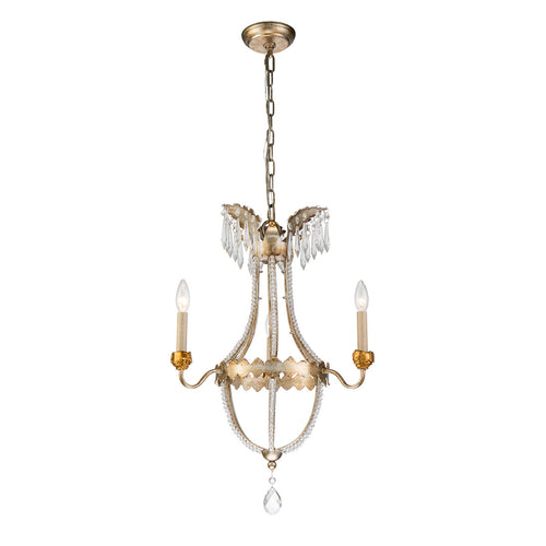 LOUIS 3 LIGHT CHANDELIER, GOLD AND SILVER