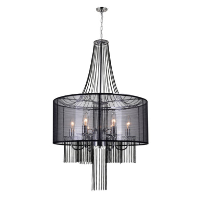 AMELIA 6 LIGHT DRUM SHADE CHANDELIER- CHROME