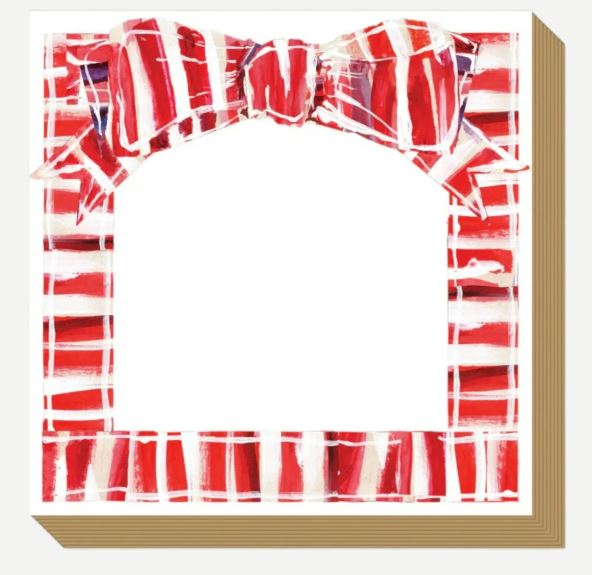 Red and White Striped Bow Mini Luxe Notepad
