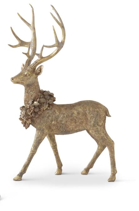 Standing Gold Resin Deer