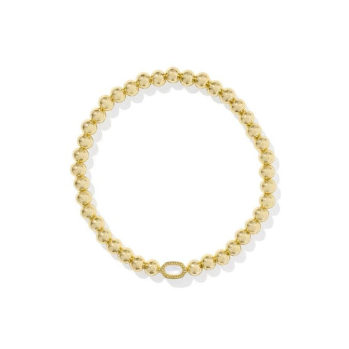 Mini Elaina Gold Stretch Bracelet-Mother of Pearl