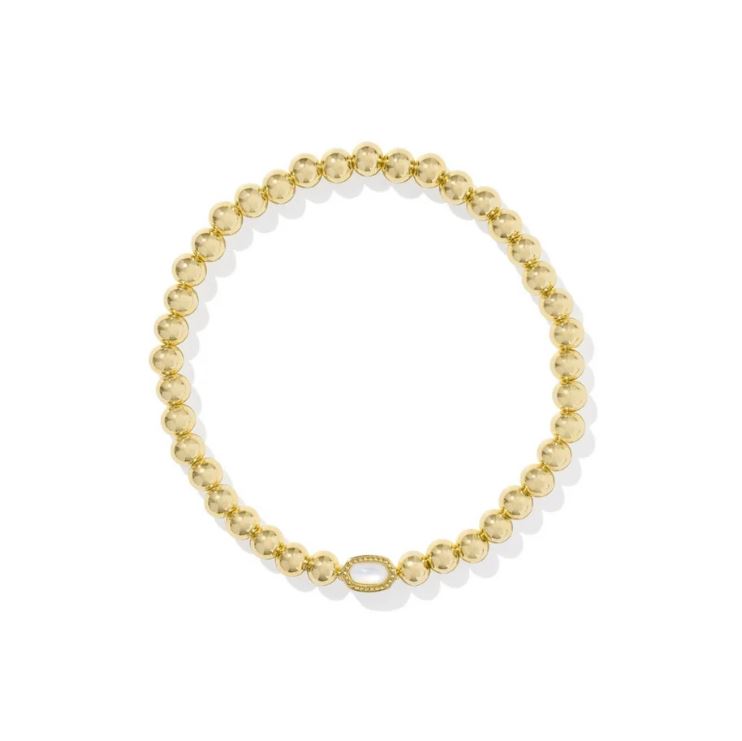 Mini Elaina Gold Stretch Bracelet-Mother of Pearl