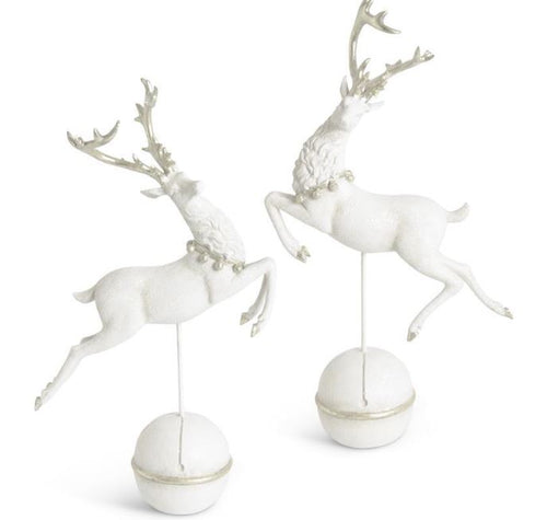 White Glitter Prancing Reindeer