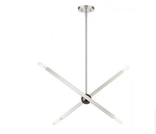 Monaco 4 Light Chandelier, Brushed Nickel/Black Chrome