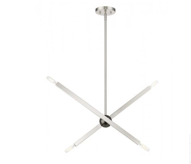 Monaco 4 Light Chandelier, Brushed Nickel/Black Chrome