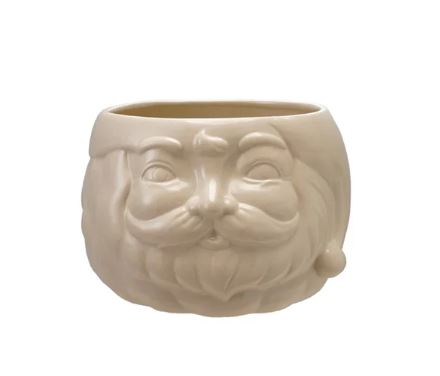 Santa Head Stoneware Bottle Cooler/Container