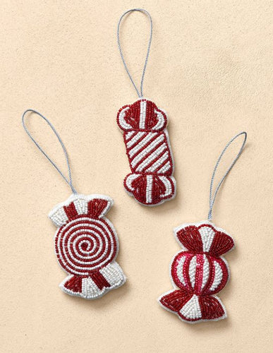 Handmade Beaded Fabric Candy Ornament