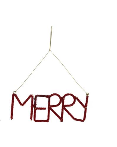 Merry Wire Glass Beaded Ornament