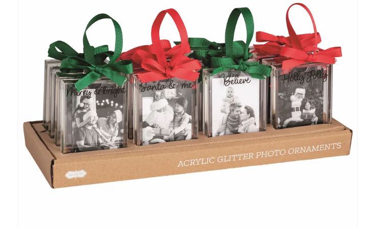 Merry and Bright Glitter Photo Ornament