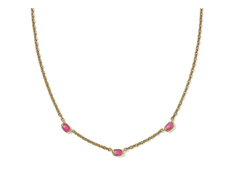 Mini Elisa Three Stone Strand Necklace-Dark Fuchsia Magnesite