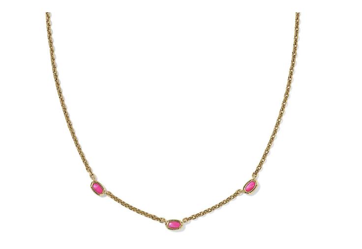 Mini Elisa Three Stone Strand Necklace-Dark Fuchsia Magnesite