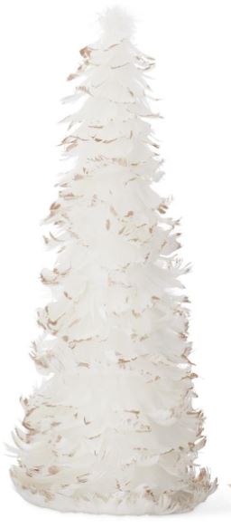 White Feather Gold Glitter Tree-Large