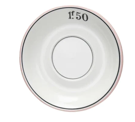 VINTAGE REPRODUCTION STONEWARE PINK RIM CAFE PLATE