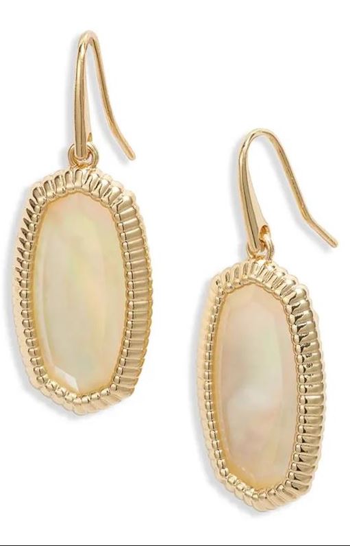DANI RIDGE FRAME GOLD DROP EARRING- GOLDEN ABALONE