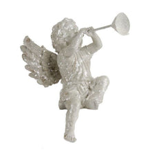 Sitting White Glitter Cherub
